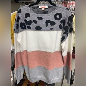 Mauve and Gray Leopard Print Sweater